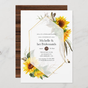 Sunflower Rustic Geometric Bridesmaids Luncheon Invitation