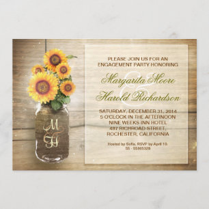 sunflower rustic mason jar engagement party invite