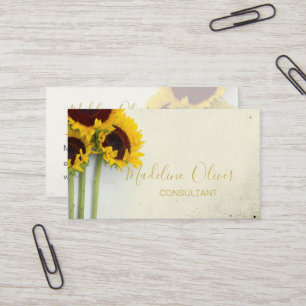 Sunflower Rustic Modern QR Code Stylish Gold  Business Card