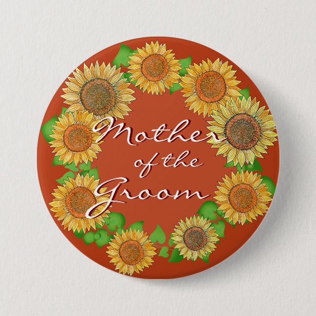    Sunflower Rustic Terracotta Mother of the Groom 7.5 Cm Round Badge (Front)