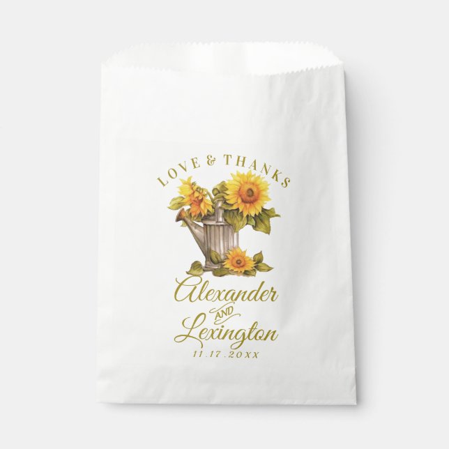 Sunflower Rustic Themed Wedding Favour Bag | (Front)