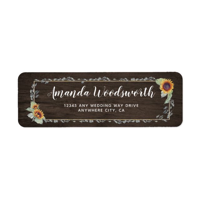 Sunflower Rustic Watercolor Wedding Address Labels (Front)