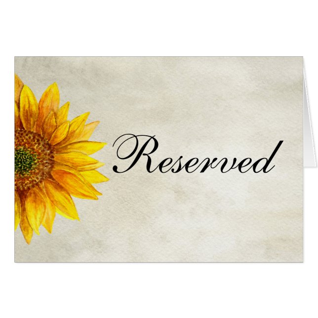 Sunflower. Rustic wedding. Country reserved sign (Front Horizontal)