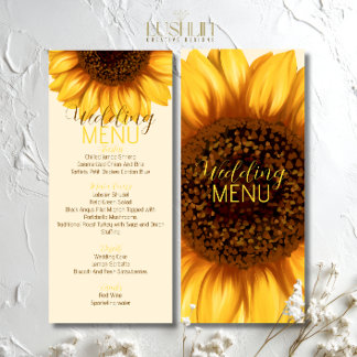Sunflower Rustic Wedding Flat Menu