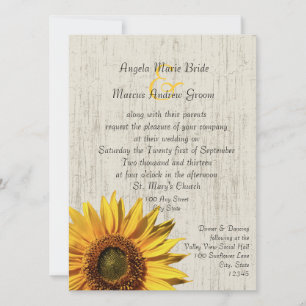 Sunflower Rustic Wedding Invitation