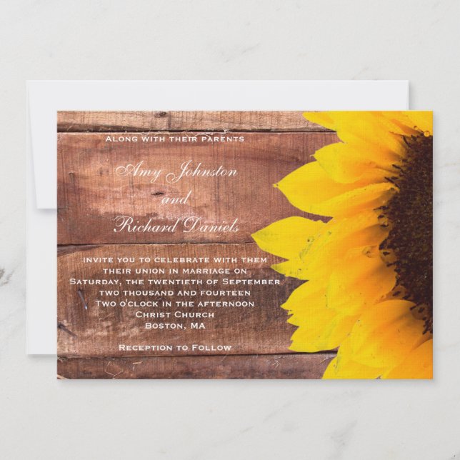 Sunflower Rustic Wedding Invitation (Front)
