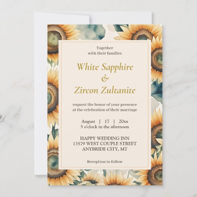 Sunflower Rustic Wedding Invitation (Front)