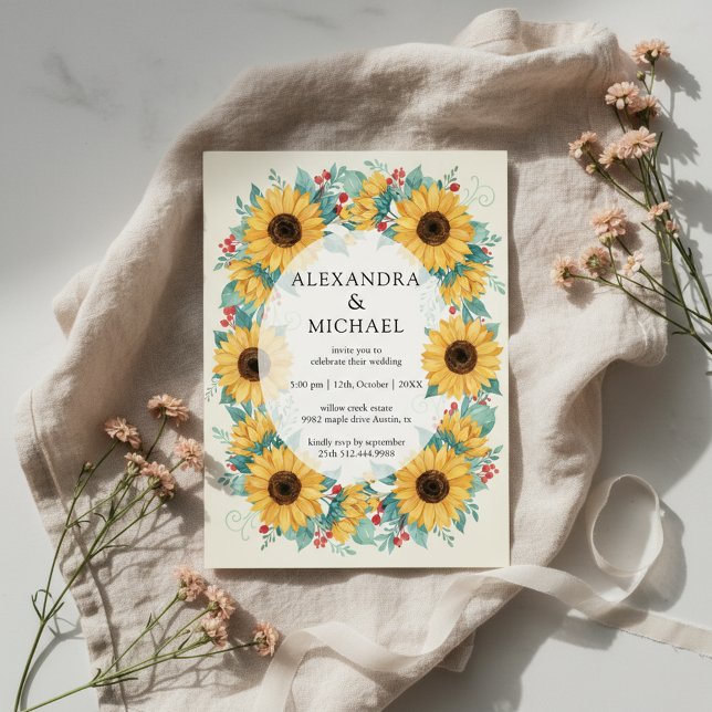 Sunflower Rustic Wedding Invitation Floral (Sunflower rustic wedding design with warm floral elegance)