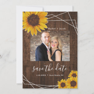 Sunflower Rustic Wedding Save the Date Photo