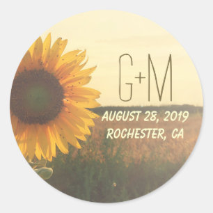 Sunflower Rustic Wedding Stickers