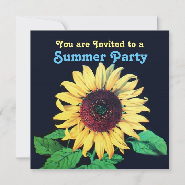 SUNFLOWER Rustic Wedding Summer Party Invitation (Front)