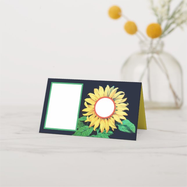 SUNFLOWER Rustic Wedding Summer Party Place Card (Front)