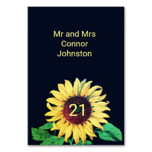 SUNFLOWER Rustic Wedding Summer Party Table Number