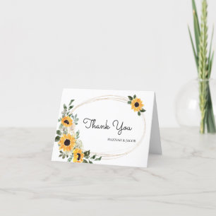Sunflower Rustic Wedding Thank You Card