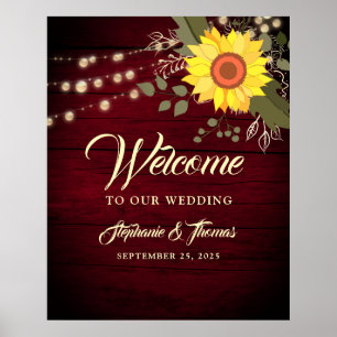 Sunflower Rustic Wedding Welcome Poster
