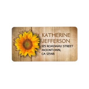 SUNFLOWER RUSTIC WOOD ADDRESS LABELS