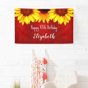 Sunflower Rustic Wood Birthday Banner