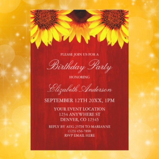Sunflower Rustic Wood Birthday Invitation (Creator Uploaded)