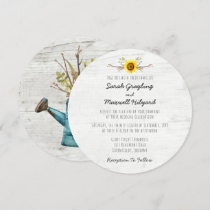 Sunflower & Rustic Wood Farm Wedding Invitation