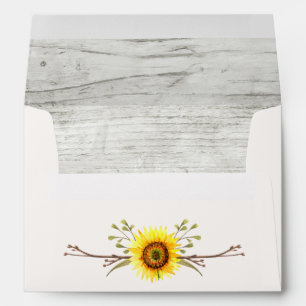 Sunflower & Rustic Wood Farm Wedding Invitation Envelope