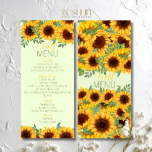 Sunflower Rustic Yellow Floral Menu