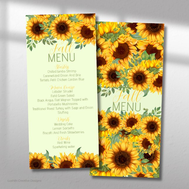 Sunflower Rustic Yellow Floral Menu (Creator Uploaded)