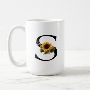 Sunflower S Letter Graphic Shirt for Women Cute Coffee Mug