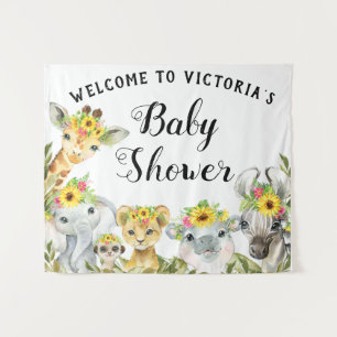 Sunflower Safari Baby Shower Banner Backdrop M Tapestry