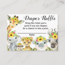 Sunflower Safari Baby Shower Diaper Raffle Ticket