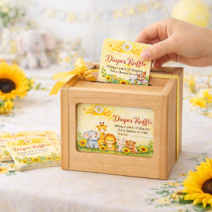 Sunflower Safari Diaper Raffle Game Enclosure Card