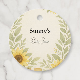 Sunflower & Sage Rustic Baby Shower Favour Tag