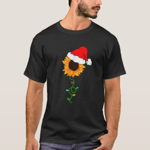Sunflower Santa Hat Christmas Lights Joy  T-Shirt