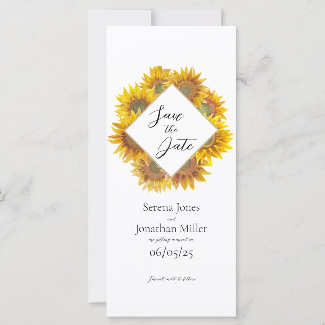 Sunflower Save The Date Card (Front)