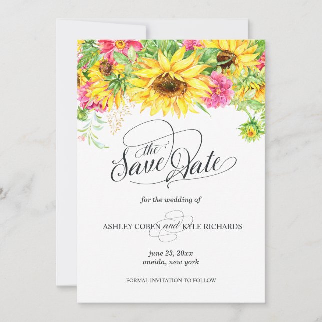 Sunflower Save the Date Card (Front)