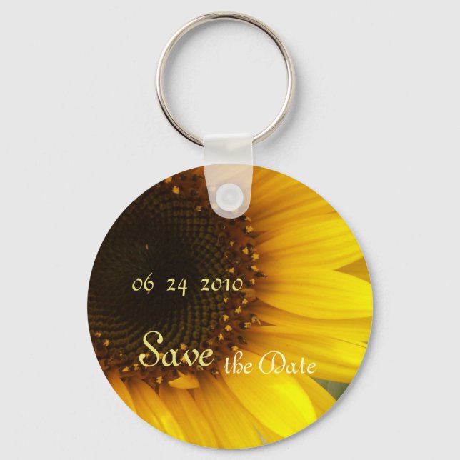 Sunflower Save the Date Key Ring (Front)
