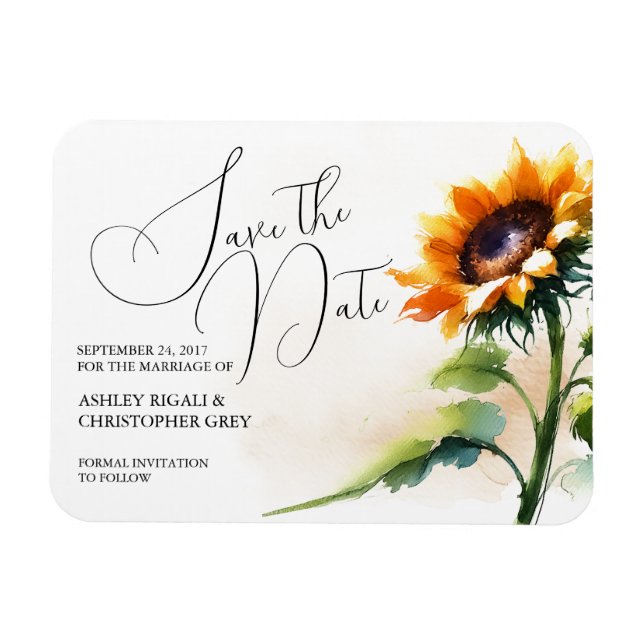 Sunflower Save The Date Magnet (Horizontal)