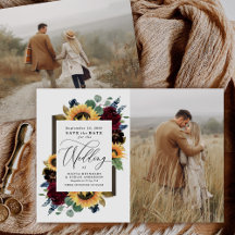 Sunflower Save the Date Photo Rustic Country Cards