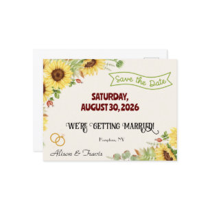 SUNFLOWER SAVE THE DATE POST CARD