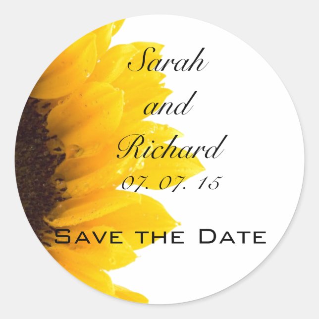 Sunflower Save the Date Stickers (Front)