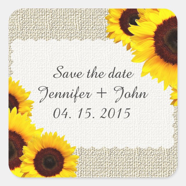 Sunflower save the date stickers sunflower1 (Front)