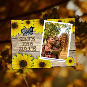 Sunflower Save The Date Wedding Announcement Postcard