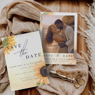 Sunflower Save the Date Wedding Photo Invite