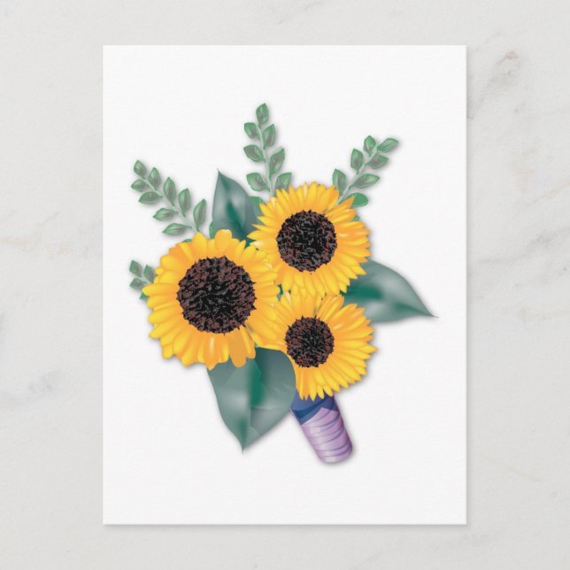 Sunflower Save The Dates Wedding Card (Front)