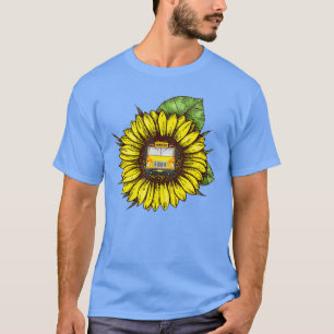 Sunflower School Bus Idea Gift For Bus Drivers T-Shirt
