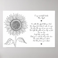   Sunflower & Script Appreciation Poem for Teacher