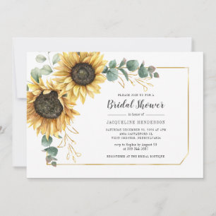 Sunflower Script Eucalyptus Floral Bridal Shower Invitation