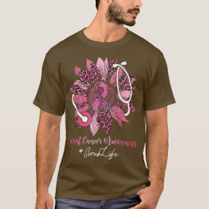 Sunflower Scrub Life Pink Ribbon Breast Cancer Awa T-Shirt