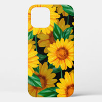 Sunflower seamless pattern. Background with yellow