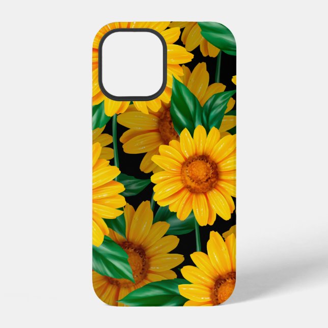 Sunflower seamless pattern. Background with yellow iPhone Case (Back)