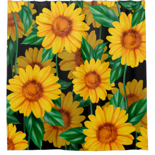Sunflower seamless pattern. Background with yellow Shower Curtain